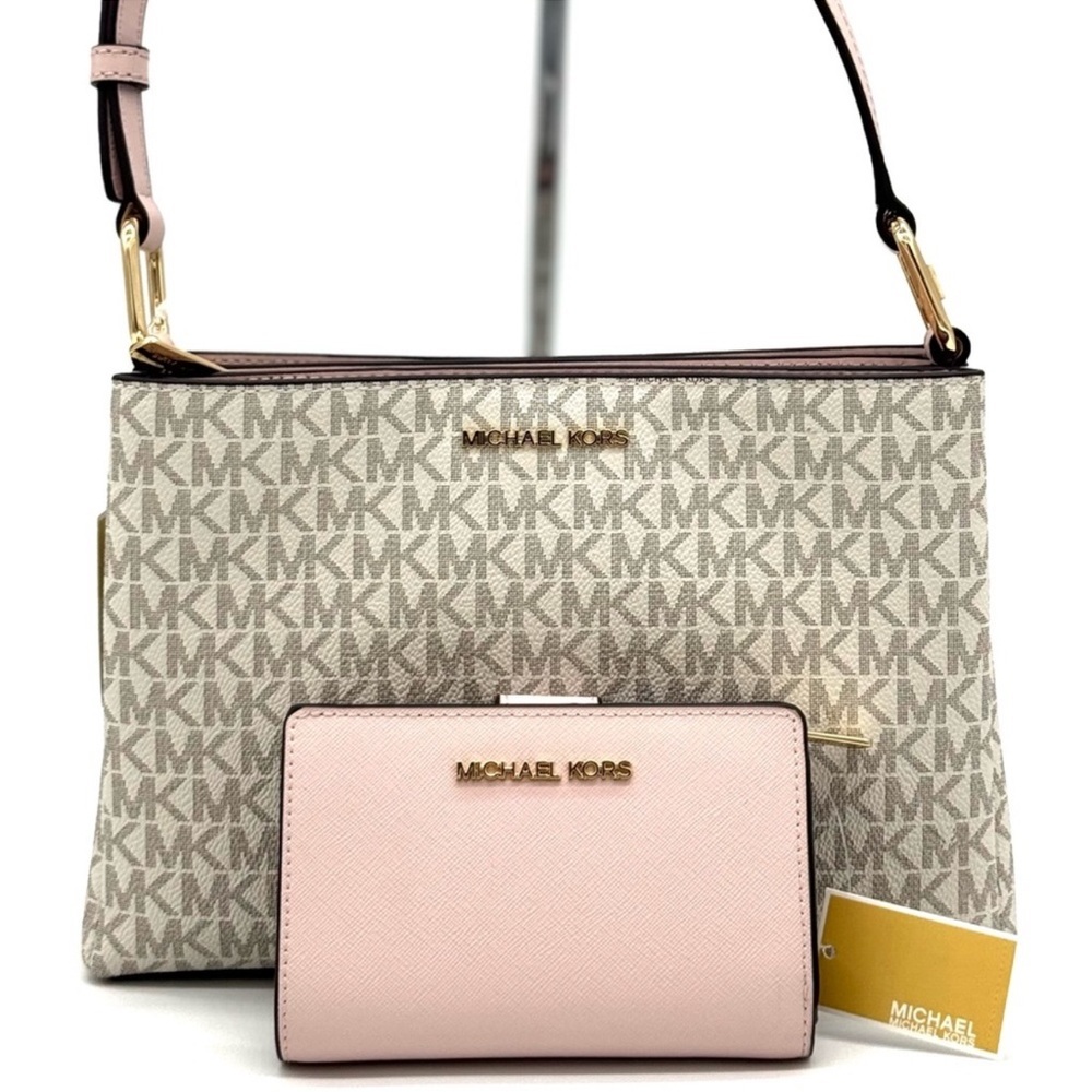 Michael Kors Trisha Triple Compartment Crossbody Bag & Bifold Zip Chain Wallet - Picture 2 of 13